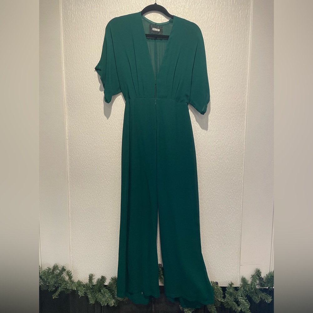 reformation green jumpsuit size 4